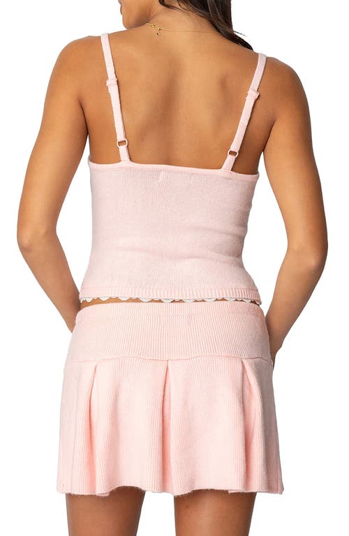 Edikted Lace Trim Sweater Camisole In Light-pink