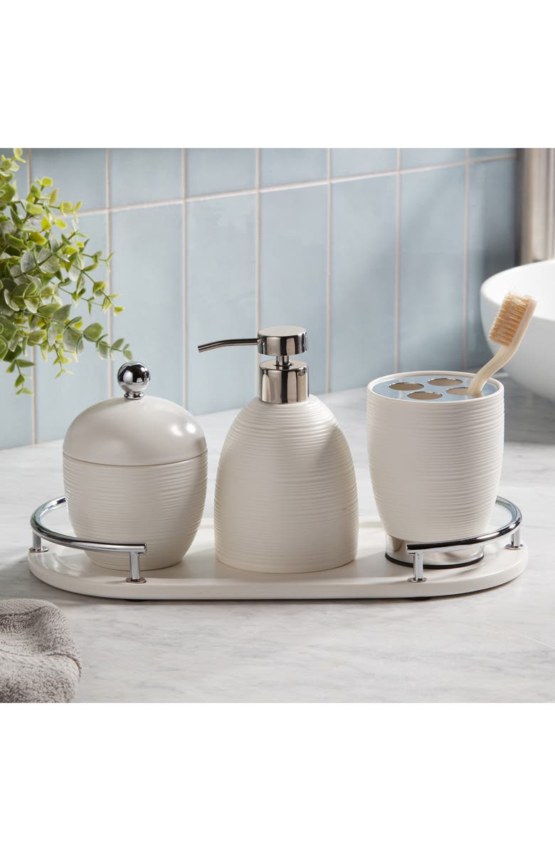 ROSELLI TRADING COMPANY Dubai 4-Piece Ceramic Bathroom Accessory Set, Alternate, color, White