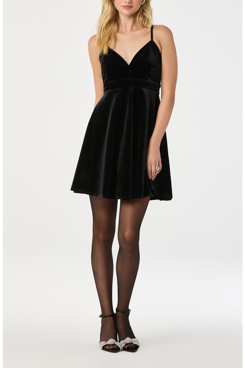 Velvet Skater Dress, Main, color, BLACK