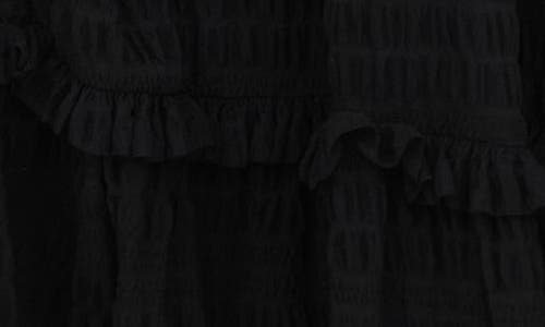 August Sky Puff Sleeve Tiered Midi Dress In Black