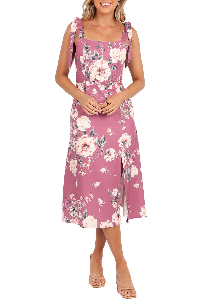 Laurel Floral Print Sundress, Main, color, DARK ROSE FLORAL