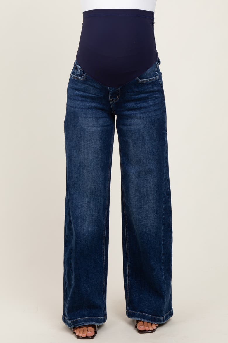 Baggy Wide Leg Maternity Jeans, Alternate, color, Navy Blue
