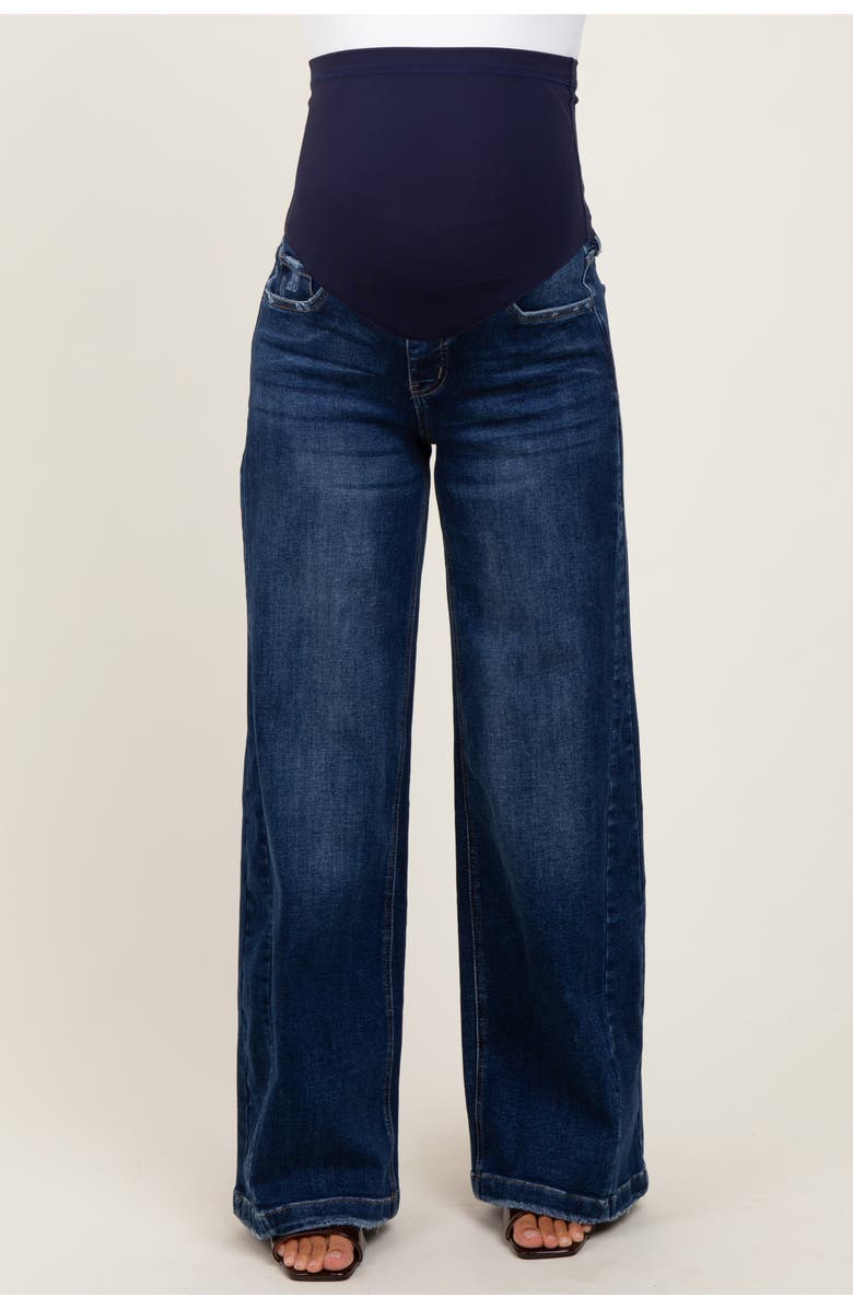 PinkBlush Baggy Wide Leg Maternity Jeans, Alternate, color, Navy Blue