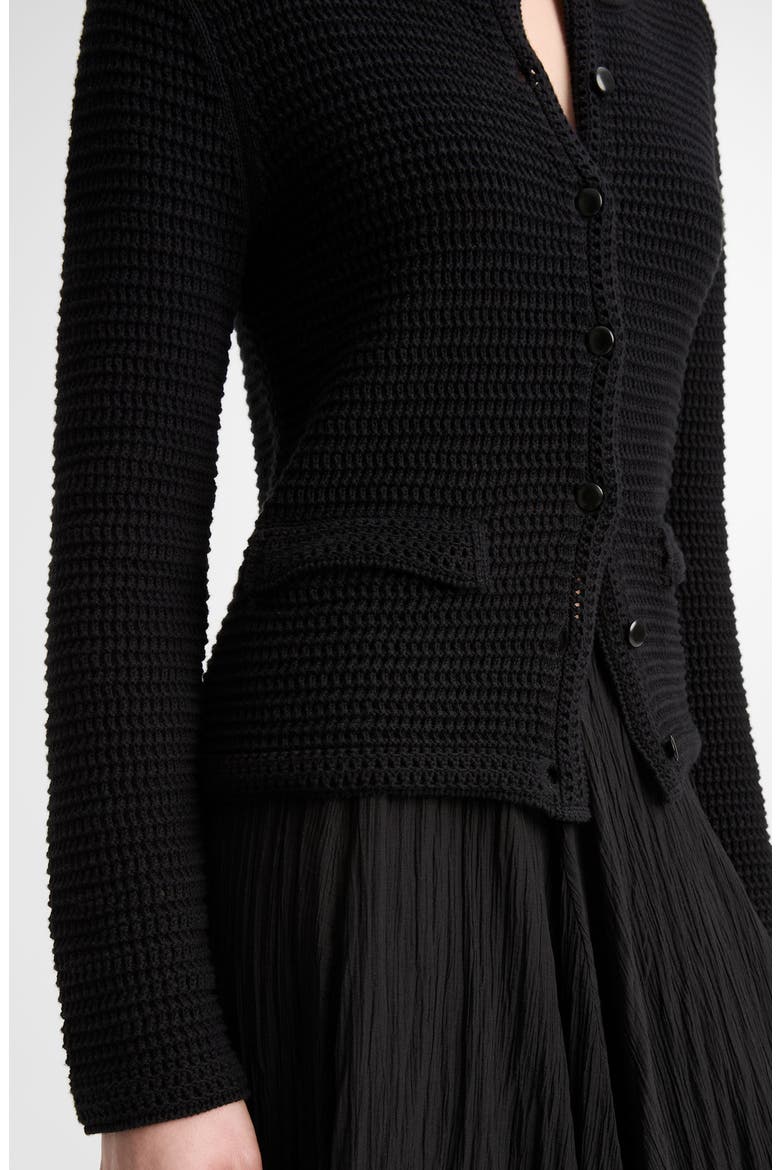 Cotton Open Stitch Cardigan, Alternate, color, BLACK