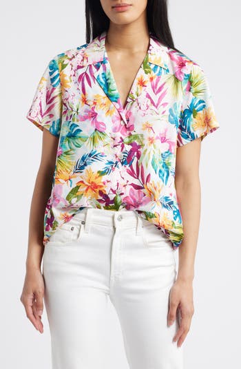 Tommy Bahama Garden of Hope Courage Floral Print Silk Camp Shirt Nordstrom