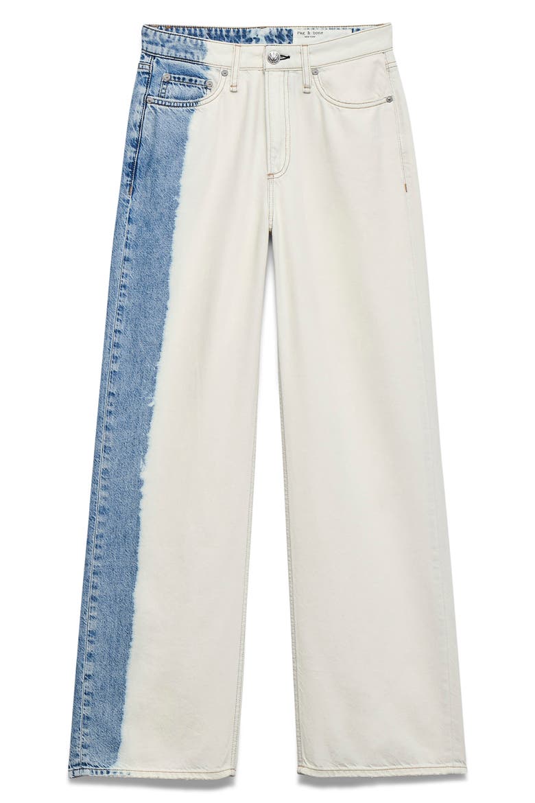 Featherweight Logan Two-Tone Mid Rise Wide Leg Jeans, Alternate, color, BLEACH BLUE