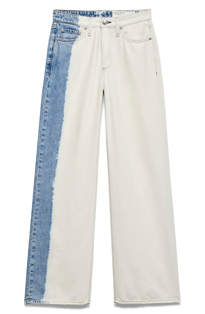 rag & bone Featherweight Logan Two-Tone Mid Rise Wide Leg Jeans, Alternate, color, Bleach Blue