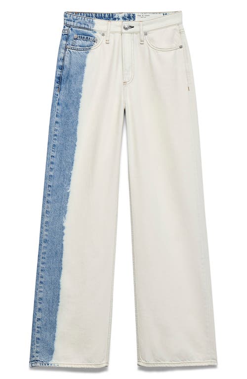 Rag & Bone Featherweight Logan Mid-rise Wide Leg Jeans Bleached Stripe In White