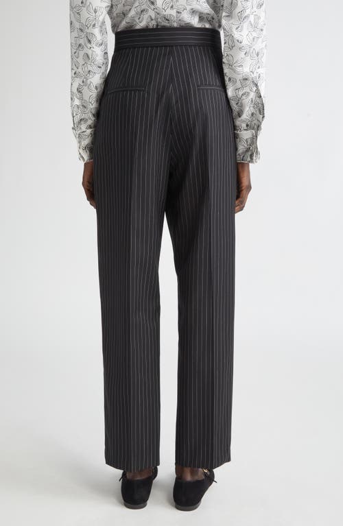 Max Mara Sesamo Pinstripe Wool Straight Leg Pants