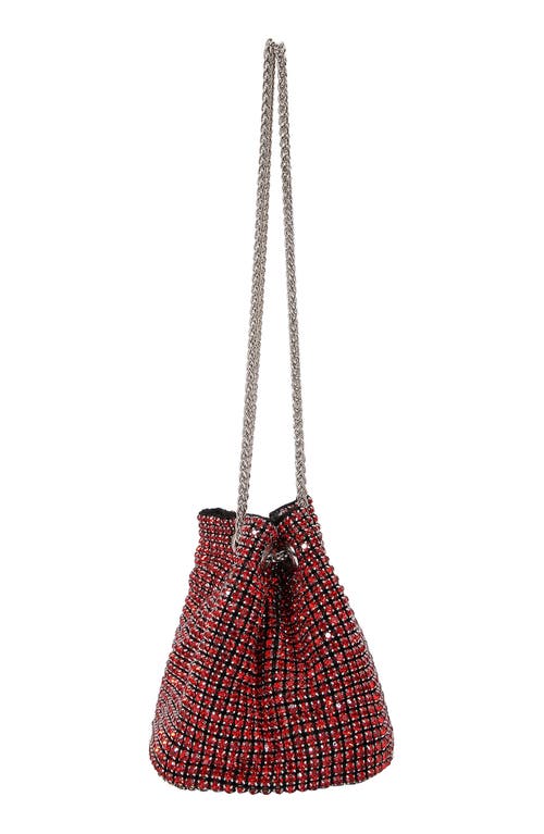 Berness Rhinestone Bucket Bag In Red