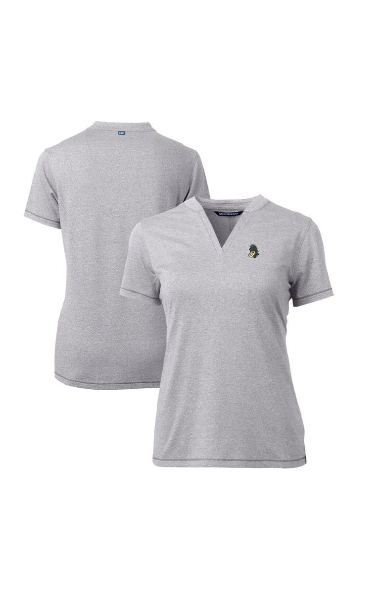 Cutter & Buck Women's Cutter & Buck Heather Gray Michigan State Spartans Forge Stretch Blade V-Neck Top, Main, color, 