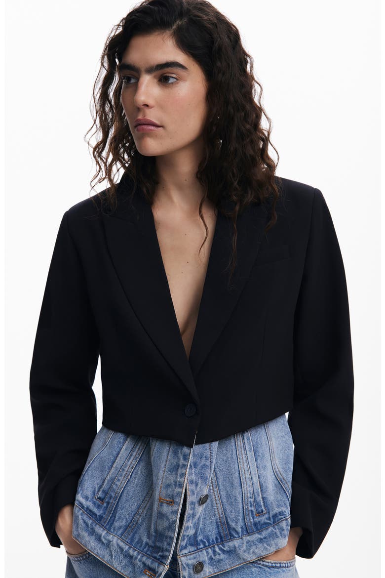 Straight Cut Half Blazer, Alternate, color, BLACK