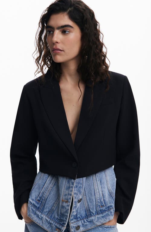 Desigual Straight Cut Half Blazer In Black