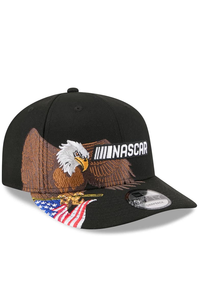 New Era Men's New Era Black NASCAR Patriotic Eagle & Flag A-Frame 9FIFTY Snapback Hat, Main, color, Black