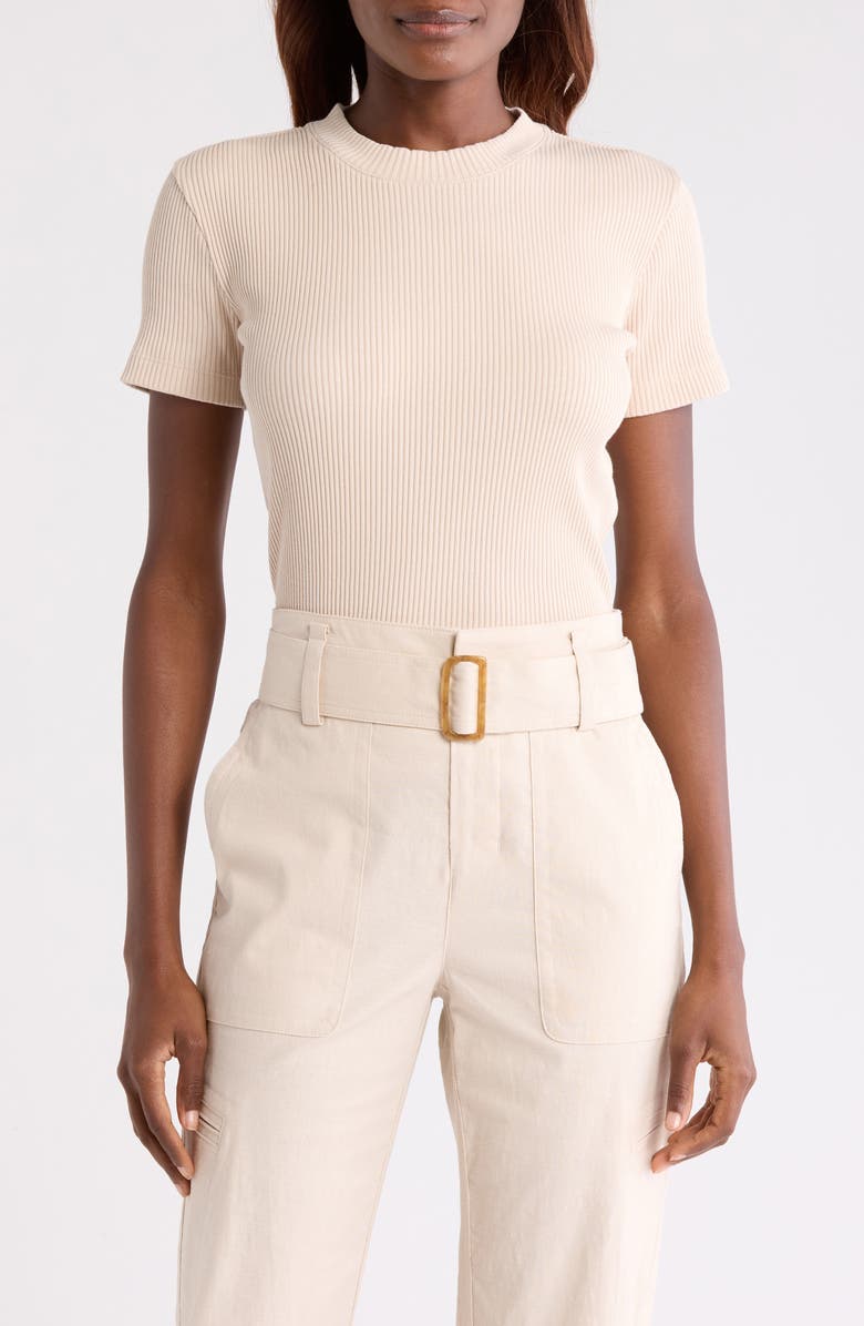 Vince Fitted Rib T-Shirt, Main, color, Light Oat
