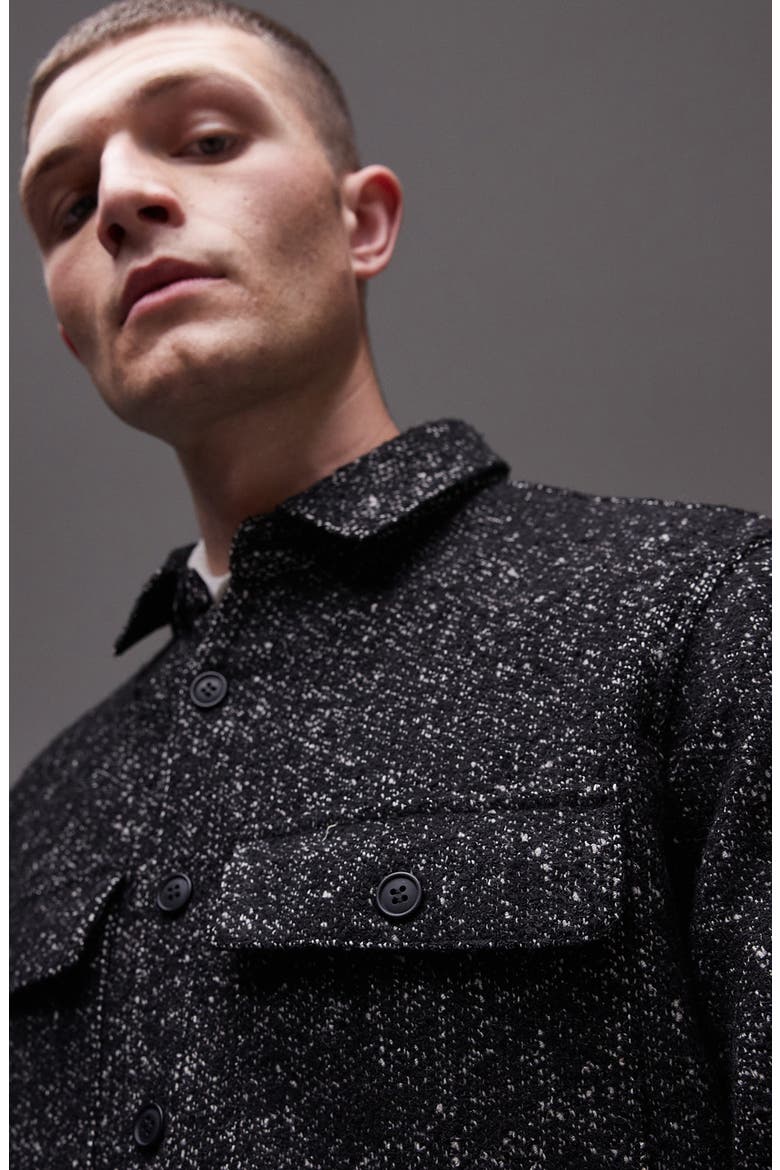 Textured Overshirt, Alternate, color, BLACK