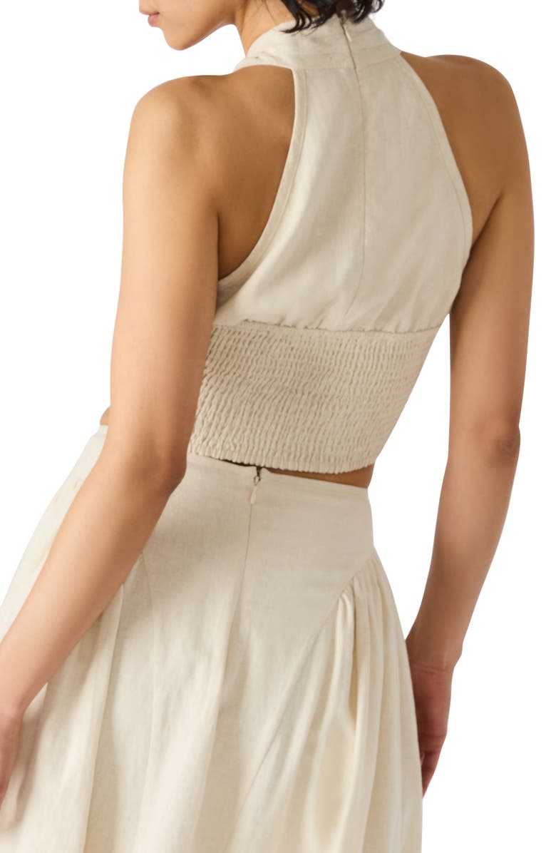 Steve Madden Winnie Twist Neck Crop Linen Blend Top, Alternate, color, Natural