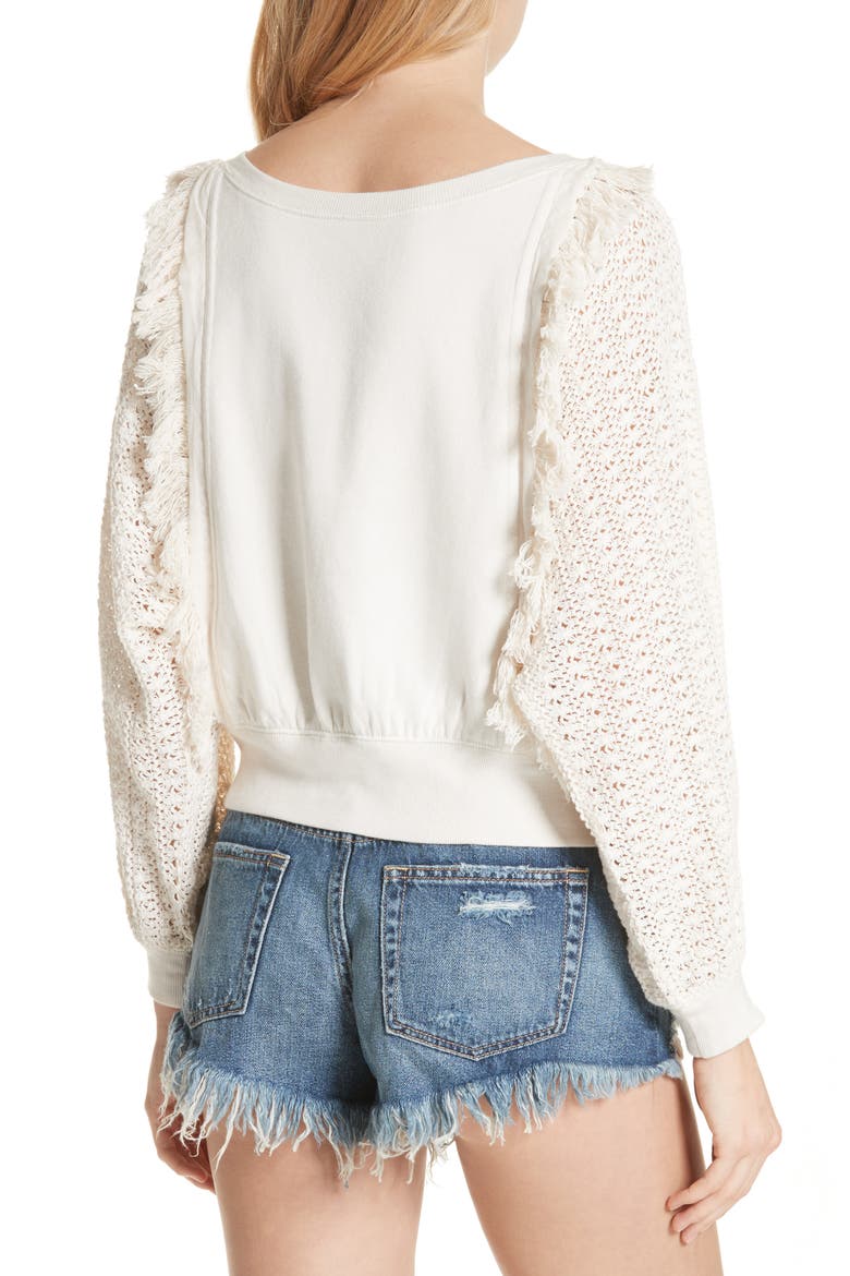 Faff Fringe Sweater, Alternate, color, IVORY