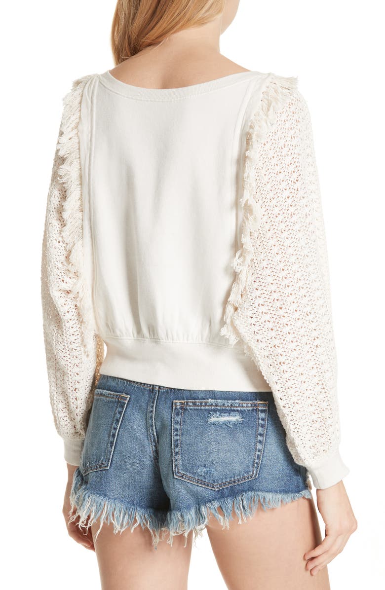 Free People Faff Fringe Sweater, Alternate, color, Ivory