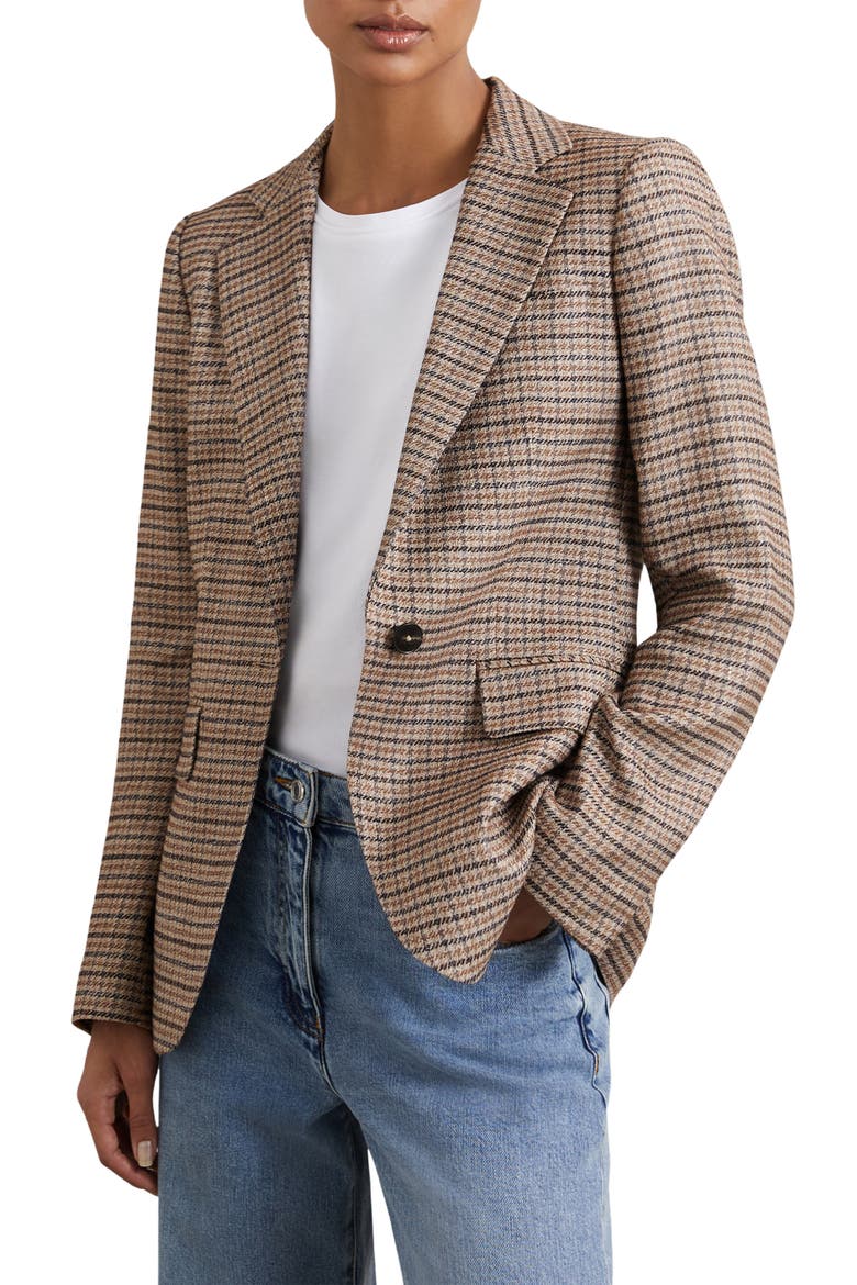 River Check Blazer, Main, color, NEUTRAL CHECK