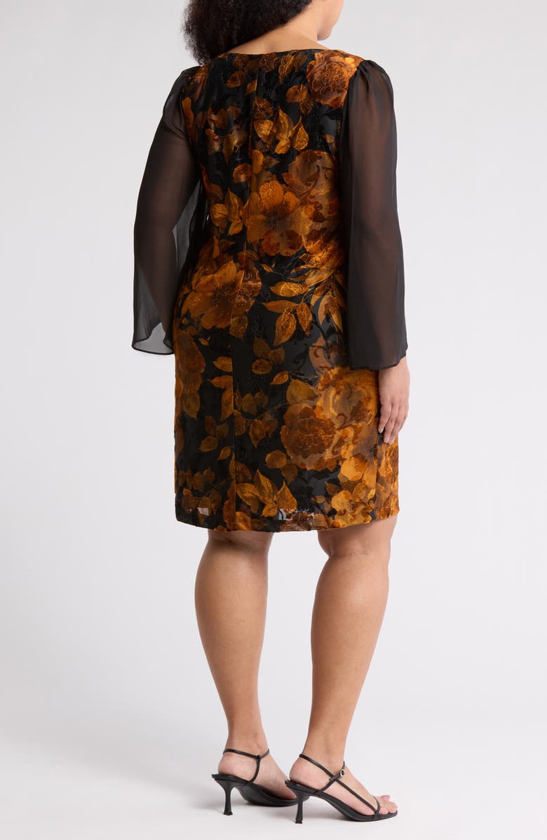 Connected Apparel Long Sleeve Velvet Burnout Dress, Alternate, color,
