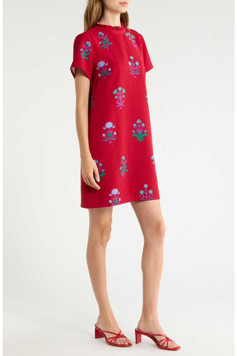 Rickie Genora Ruffle Shift Minidress, Alternate, color, BURGUNDY-MULTI