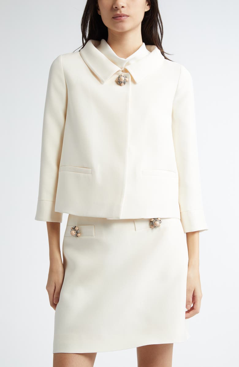 Valentino Garavani Crepe Couture Jacket, Main, color, Ivory