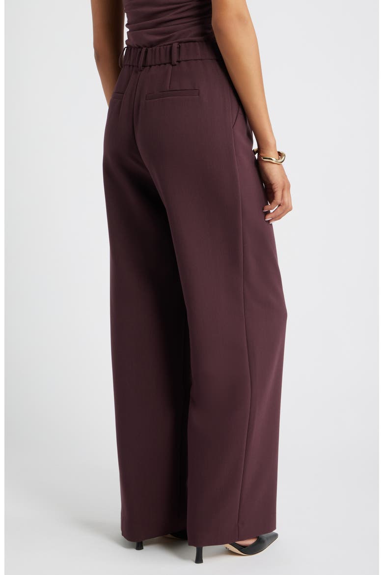 Icon Twill High Waist Wide Leg Trousers, Alternate, color, BURGUNDY FUDGE