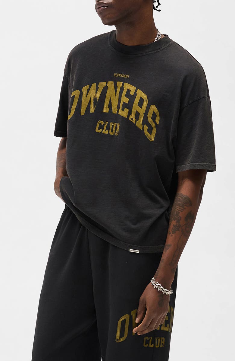 Represent Owners' Club Cotton Logo Graphic T-Shirt, Alternate, color, Faded Black