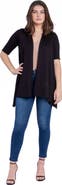 24seven Comfort Apparel Loose Fit Open Front Cardigan with Half Sleeve