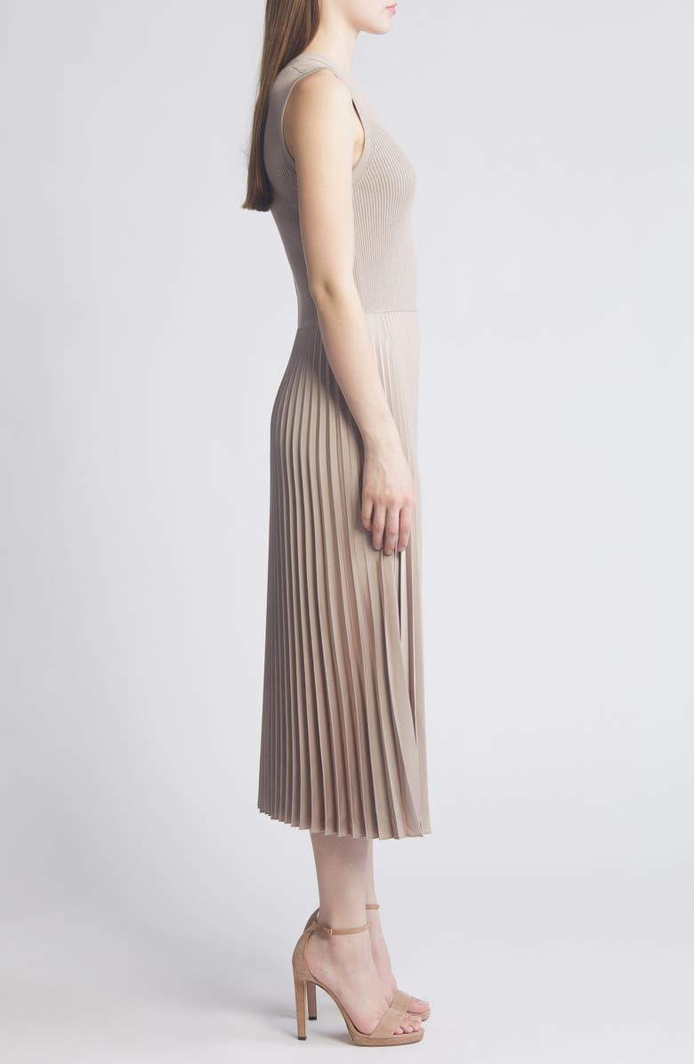 BOSS Farara Mixed Media Pleated Sleeveless Dress, Alternate, color, 