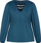 City Chic Romee Chain Detail Long Sleeve Top