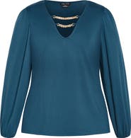 City Chic Romee Chain Detail Long Sleeve Top