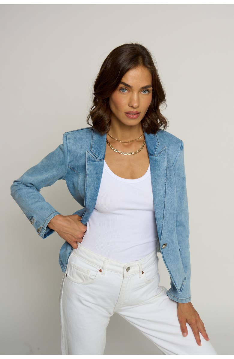 Central Park West Denim Blazer, Main, color, 
