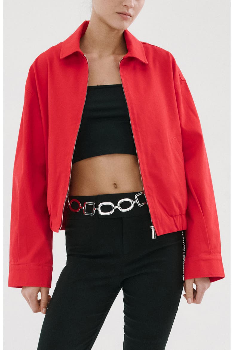 Cotton Bomber Jacket, Main, color, RED