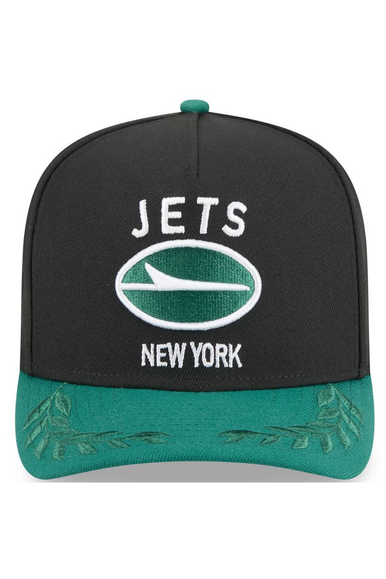 Men's New Era  Black/Green New York Jets 2025 NFL Draft A-Frame 9FIFTY Snapback Hat, Alternate, color, Black