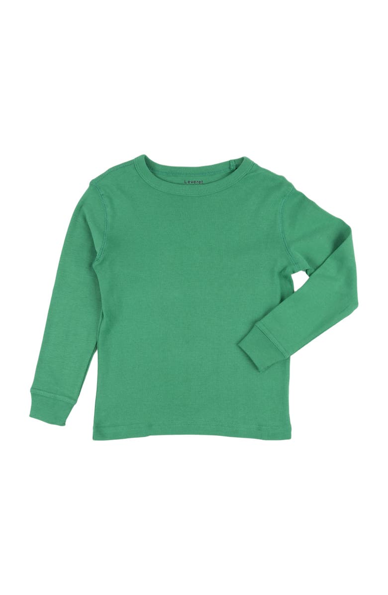 Leveret Kids Long Sleeve T-Shirt, 100% Cotton, Solid Colors, Alternate, color, Green
