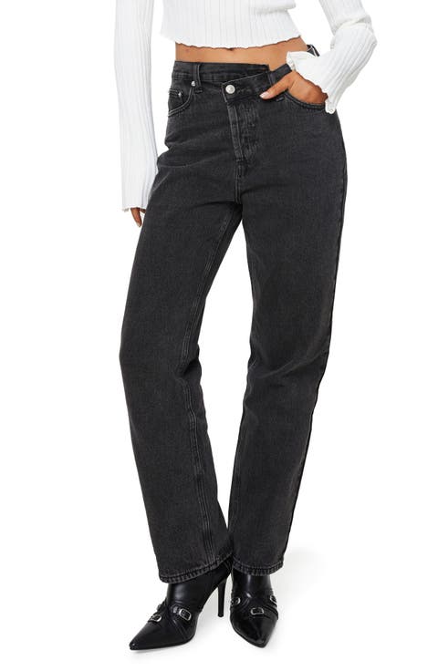 Holly Asymmetric Crossover Waist Straight Leg Jeans