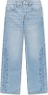 abercrombie kids Kids' Floral Embroidered High Waist Wide Leg Jeans