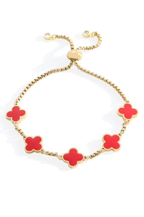 Mint & Lily Clover Enamel Bracelet In Gold