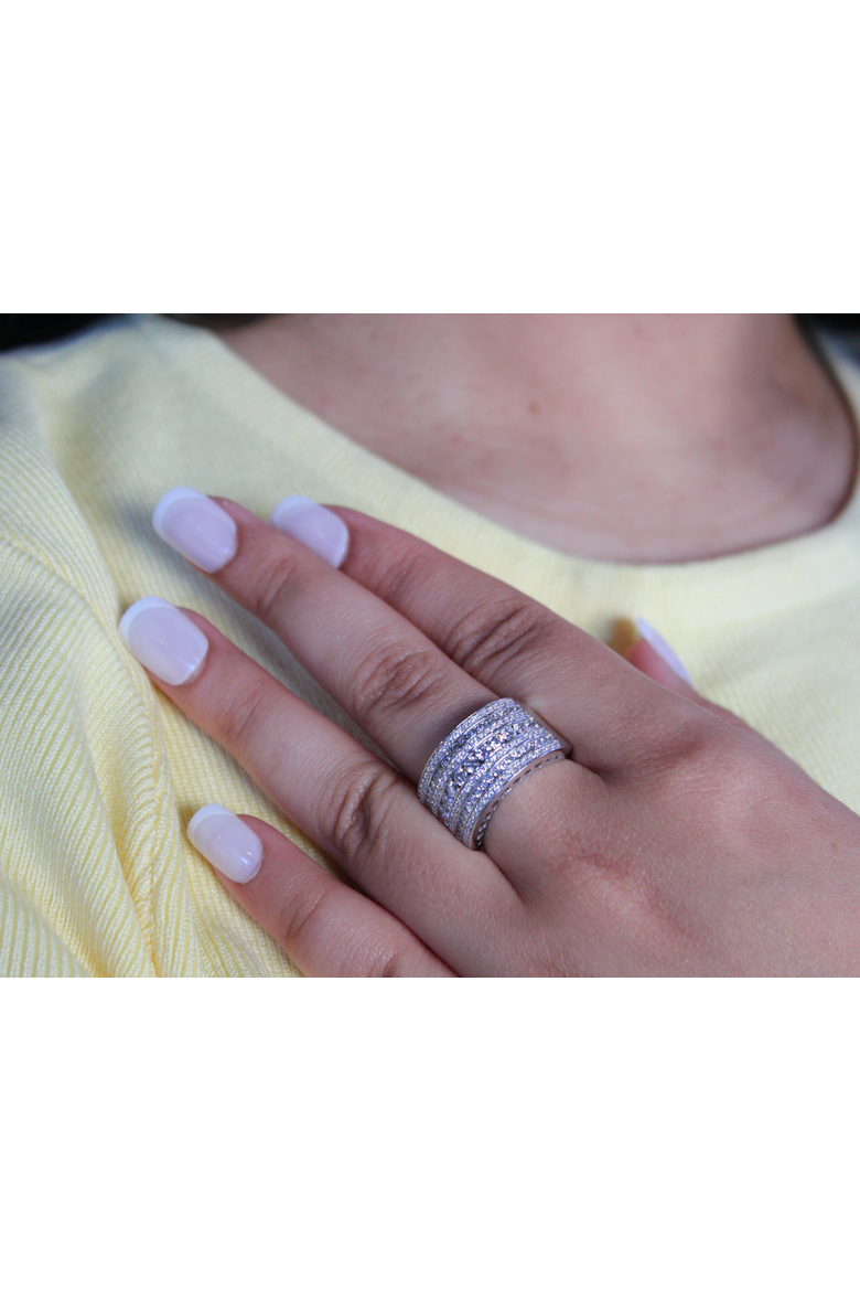 Vero 14K Gold Round Diamond Studded Dome Ring - 1.34cts, Alternate, color, 14K White Gold