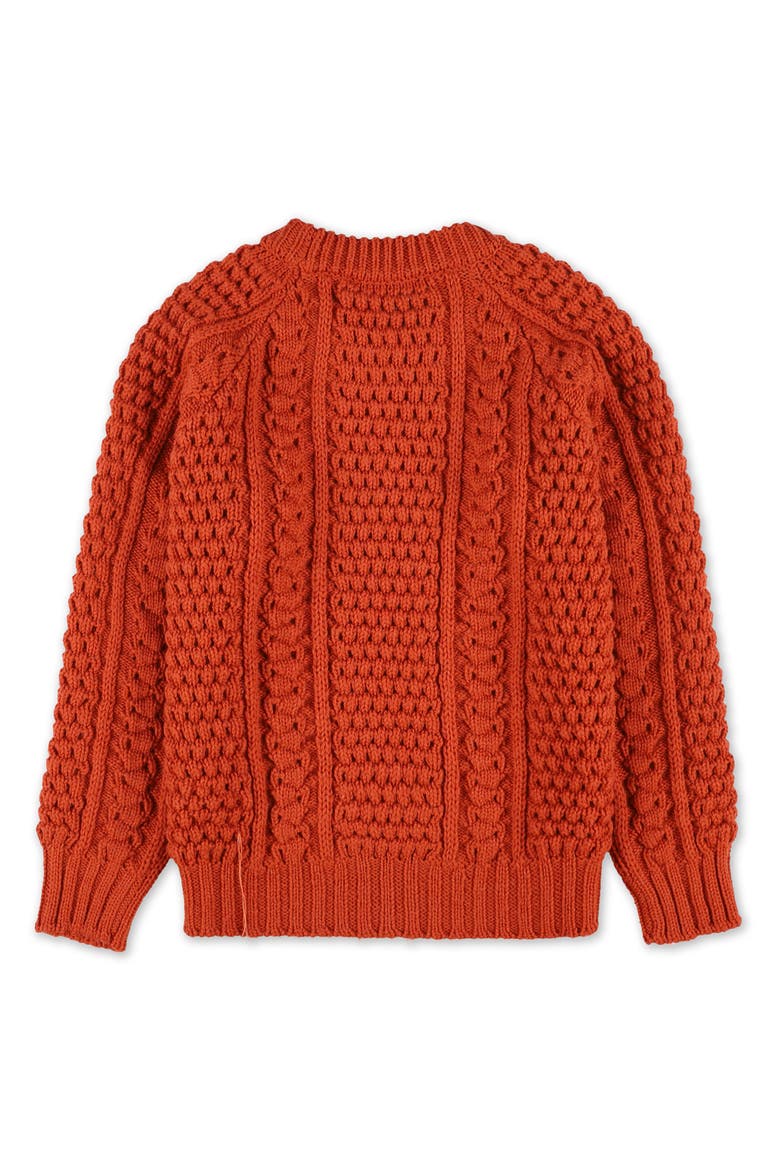 Aston Cable Knit Wool Crewneck Sweater, Alternate, color, Orange