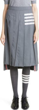 Thom Browne Drop Back Pleated Wool Skirt