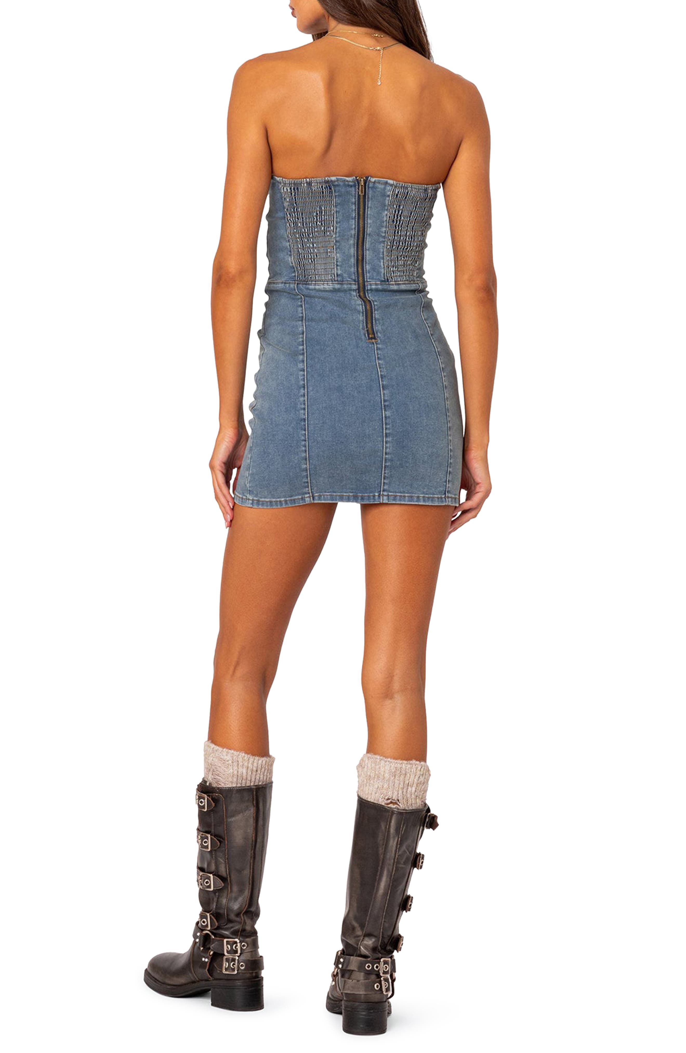 Alissa Strapless Denim Minidress - image 2