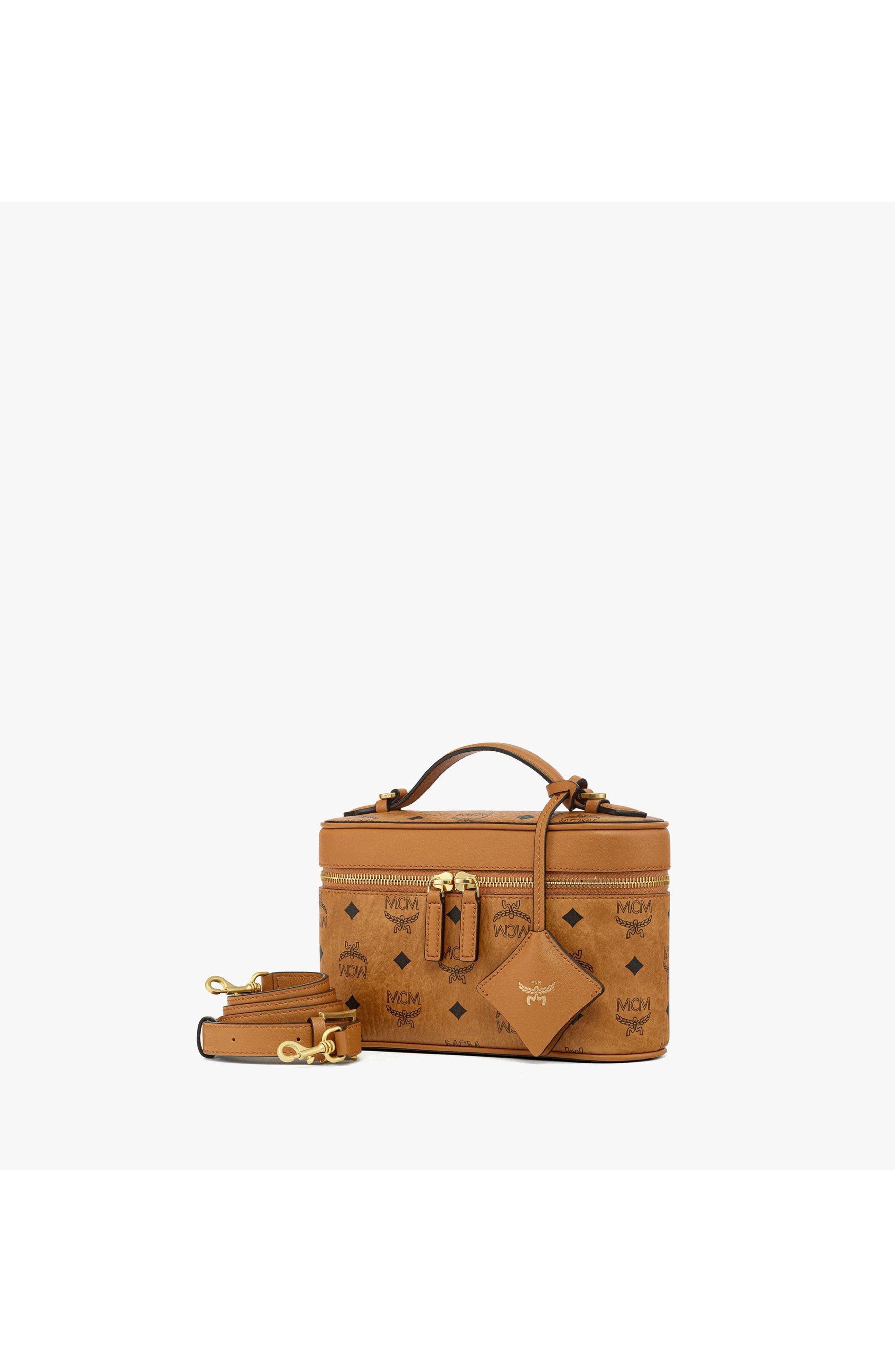 Aren Vanity Case in Visetos Leather Mix, Alternate, color, Cognac