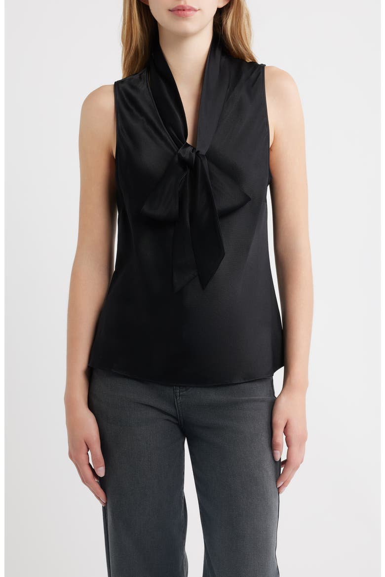 Poppy Tie Neck Sleeveless Top, Main, color, BLACK