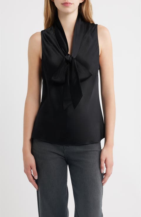 Poppy Tie Neck Sleeveless Top