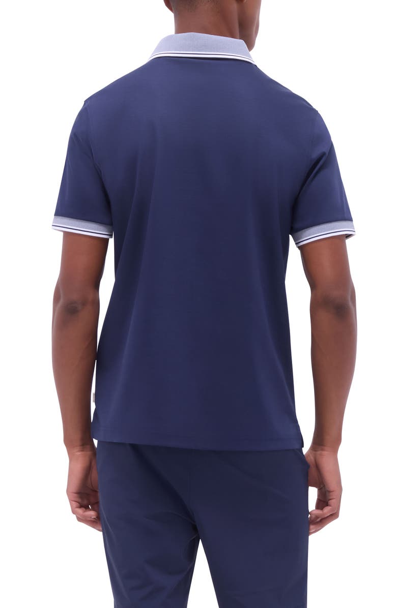 Bugatchi Tipped Johnny Collar Polo, Alternate, color, Navy
