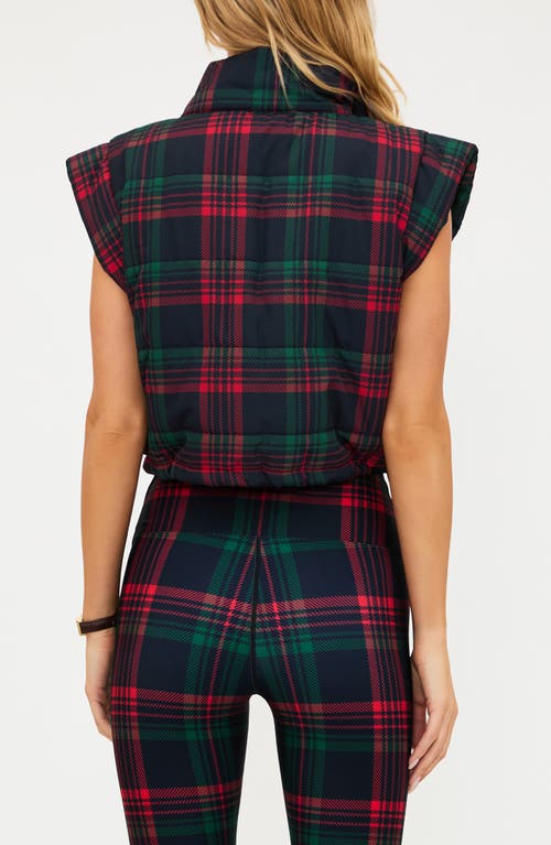 Beach Riot Canyon Plaid Crop Puffer Vest In Multi
