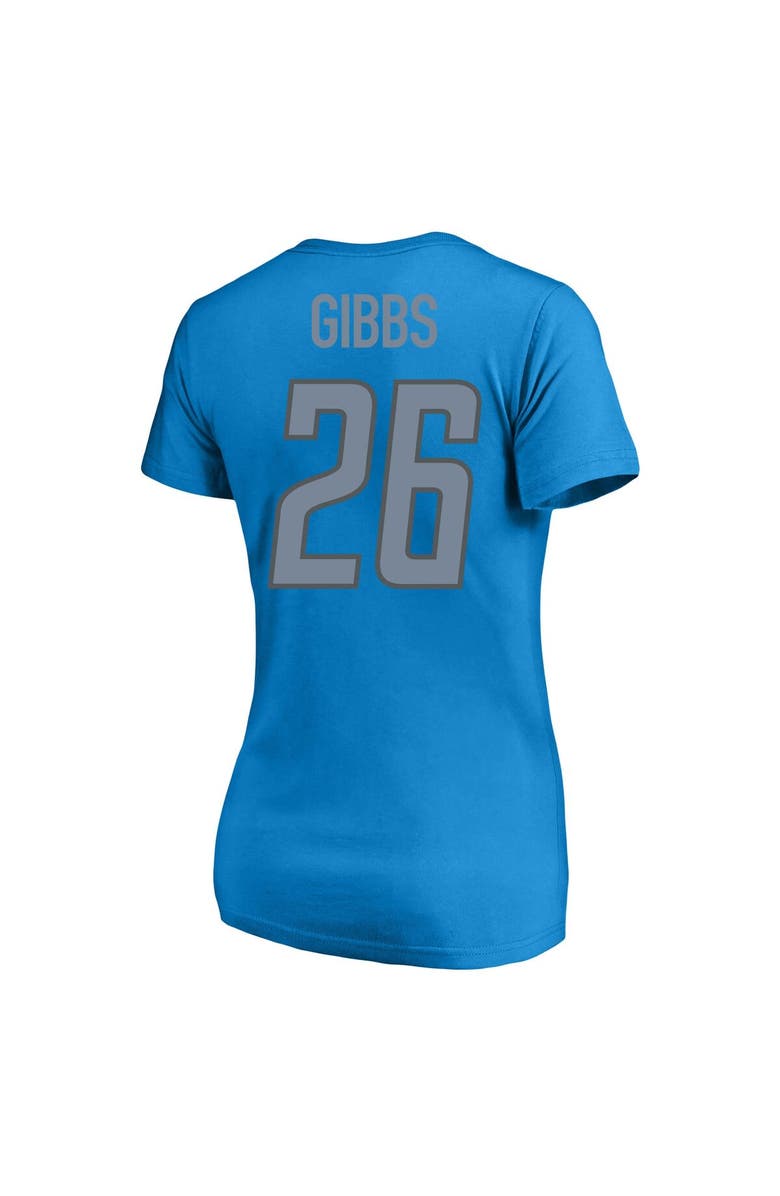 FANATICS Women's Jahmyr Gibbs Blue Detroit Lions Plus Size Fair Catch Name & Number V-Neck T-Shirt, Alternate, color, 